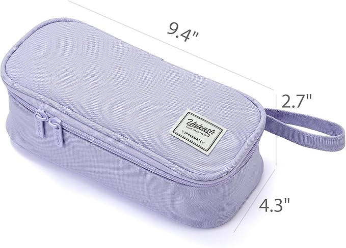 Pencil Case Pouch Box Bag School Supplies Girls Boys Kids, Cute Preppy Stuff Large Big Capacity Aesthetic Pen Organizer, Back to College Stationary, Light Purple, Standard Stlye, 1800ml