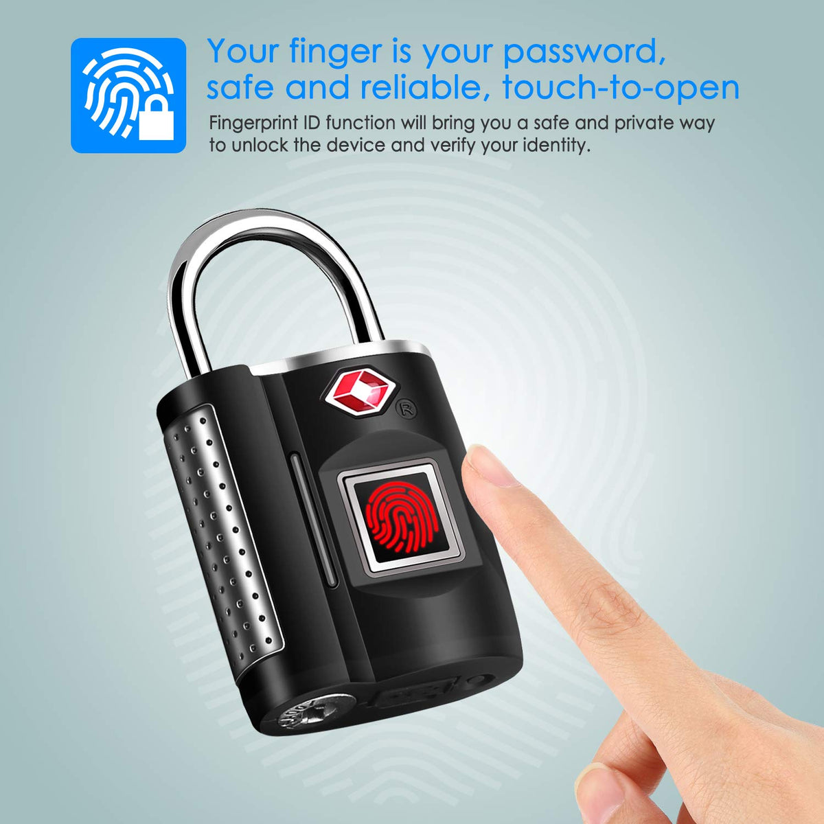 Fingerprint Lock, TSA Approved Smart Digital Locker Lock for Gym, Luggage, Travel, House Door, Suitcase, Backpack, School, Bike,Office, Keyless