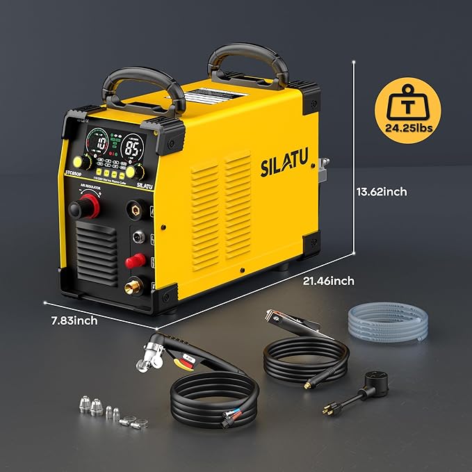 SILATU 85Amps Plasma Cutter, Large LED Display, Non-Touch Pilot Arc, Air Sensor Technology, 110/220V Dual Voltage IGBT Inverter Plasma Cutter Machine, 1'' Clean Cutting Thickness for Beginners DIY