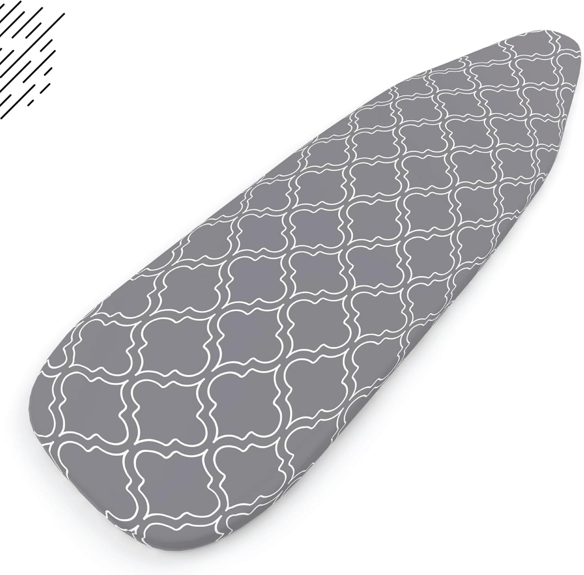 Encasa XO Ironing Board Cover and Pad 54"x15" - Thick 3mm Felt Padding, Drawstring Tightening & Lock, Easy Fit, Scorch & Stain Resistant, Fits Standard Large Ironing Board - Grey Tiles