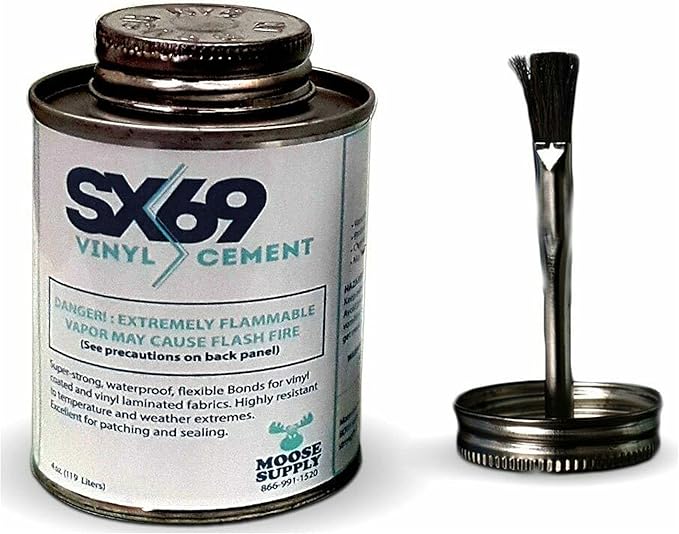 SX-69 Vinyl Repair Kit | Inflatable Bounce House Repair Kit | Includes 4 Ounce Adhesive and Vinyl Roll | for Flexible, Waterproof Repairs of Tears, Punctures, and Holes