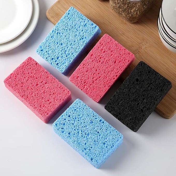 6 - Pack Non-Scratch Scrub Sponges - Sponges for Dishes and Washing Dishes, Cleaning Sponges for Kitchen Home Office, Magical 3D DIY Art and Craft Suppliers(Blue)