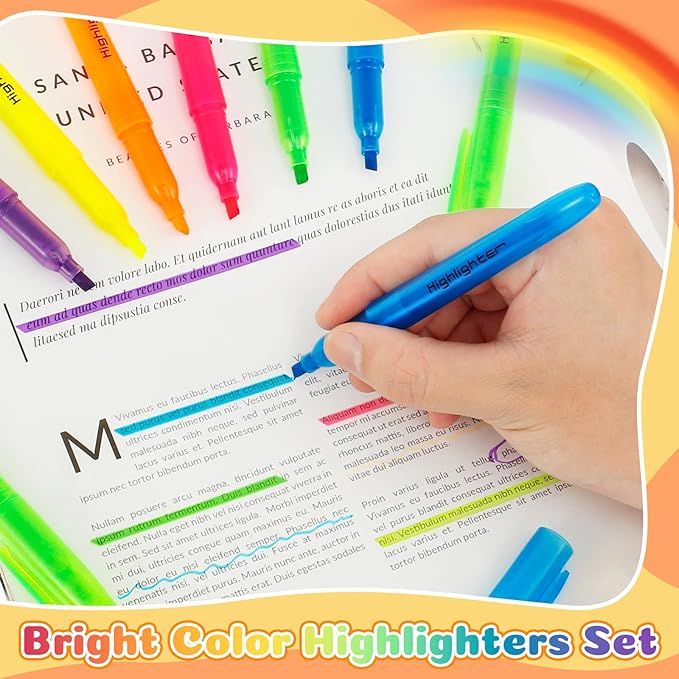 GORWARE 96 Pcs Highlighters, 6 Assorted Colors, Chisel Tip, Non-Toxic Markers for Highlighting at Home, School, or Office – Perfect for Adults & Kids (96)