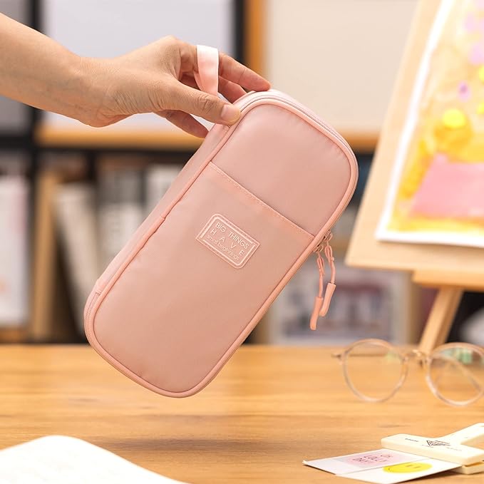 CICIMELON Durable Pencil Case Big Storage Pen Pouch Bag for School Supplies Office College Teen Girls Adults, Pink