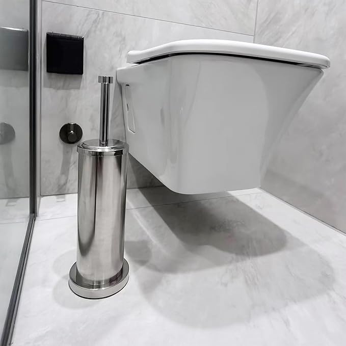 Brushed Nickel Toilet Bowl Brush with Holder, Durable Bathroom Cleaning Tool, Modern Design for Easy Toilet Maintenance, Bathroom Cleaner Brush for Efficient Cleaning and Hygiene