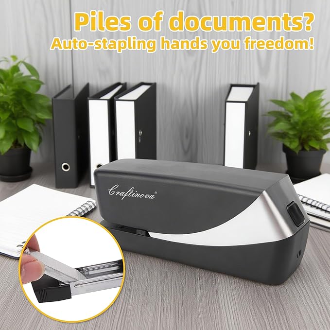 Electric Stapler, Automatic Stapler, Include 2000 Staples and 1 Staple Remover, Heavy Duty, Store 210 Staples,AC or Battery Powered, 25 Sheet Capacity.