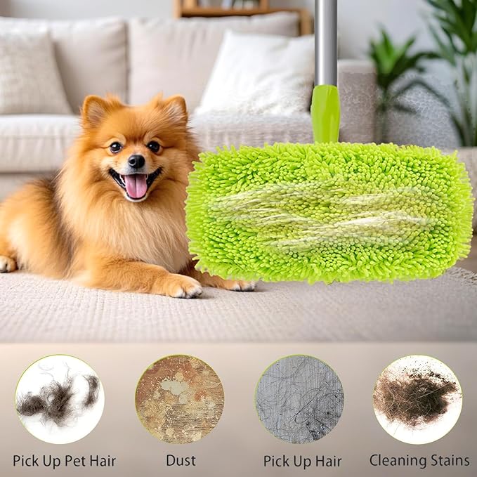 5PCS Reusable Microfibre (Cotton & Chenille) Mop Pads Compatible with Swiffer Sweeper Washable Floor Mop Pads for Household Cleaning