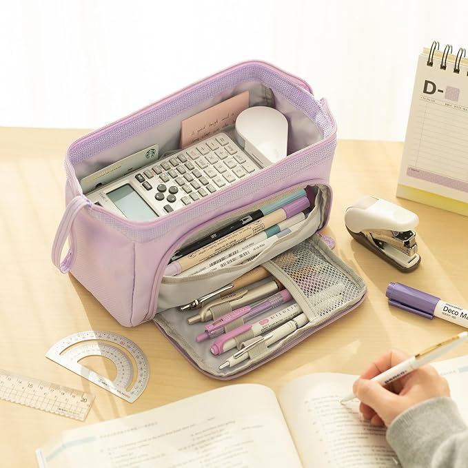 HVOMO Pencil Case Large Capacity Pencil Pouch Handheld Pen Bag Cosmetic Gift for Office School Teen Girl Boy Men Women Adult (Purple)