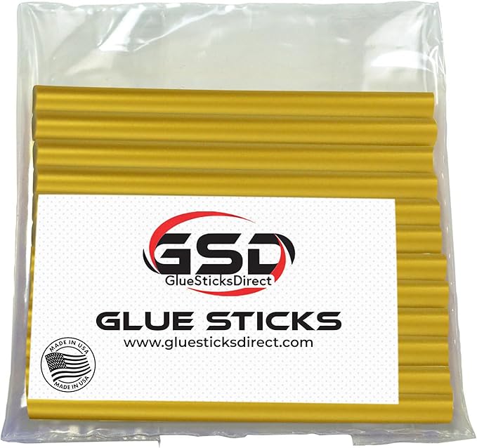 Mini Size Hot Melt Glue Sticks for Glue Gun - Bulk 4in Gold Metallic Glue Sticks - Great for Art Craft Repairs & Compatible w/Most Glue Guns - 5/16" X 4" (24 Sticks) - Made in USA