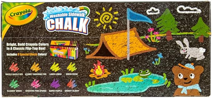 Crayola Ultimate Washable Chalk Collection (64ct), Bulk Outdoor Sidewalk Chalk for Kids, Anti-Roll Sticks, Recess Toys for Kids, Back to School Gifts
