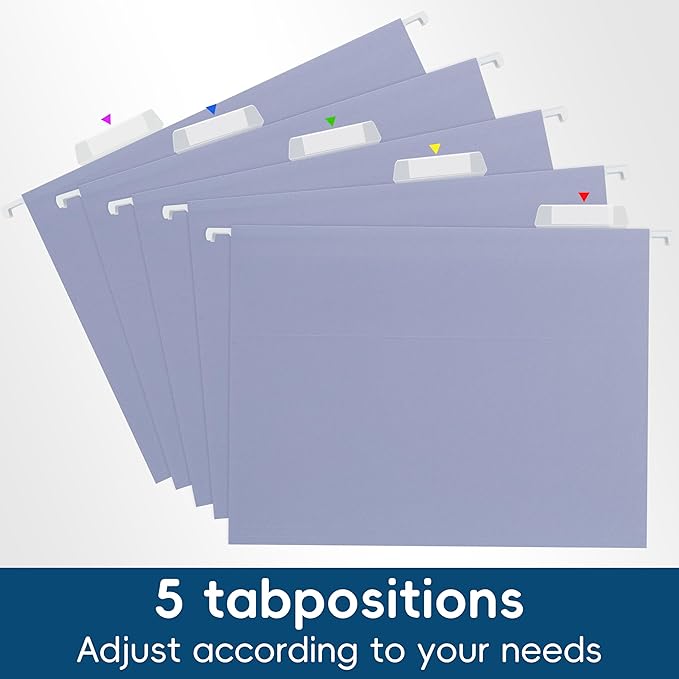 Hanging File Folders, 25 Pack Letter Size File Folders with 1/5-cut Tabs, Office Essentials for Filing Cabinet & Desk Storage