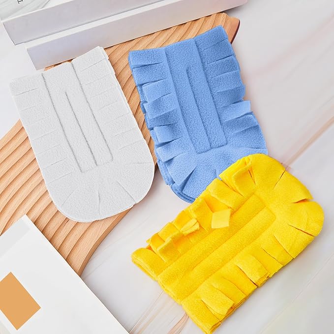 Zubebe 3 Pcs Duster Refill Reusable Fleece Duster Refills Feather Flat Dusters Multi Surface Washable Cleaning Pads Tools for Home, Blinds, Car, Pet, Furniture, Fans (White,Blue,Yellow)