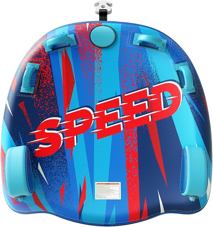 2025 Upgrade Towable Tubes for Boating 1-3 Riders Inflatable Water Sport Towable Tube for Boat Heavy Duty Nylon Cover with Zipper Bolster Fins Safety Air Valve Padded Handle