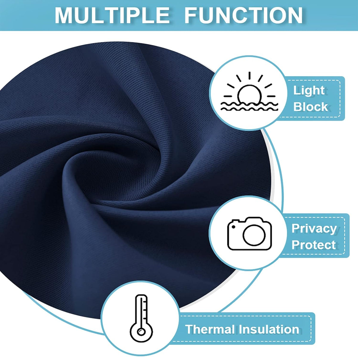 RYB HOME Blackout Curtains Small Window Decor Light Block Thermal Insulated Drapes for Bedroom Bathroom Kitchen Cabinet, W 29 x L 36 inch, Navy Blue, 2 Panels