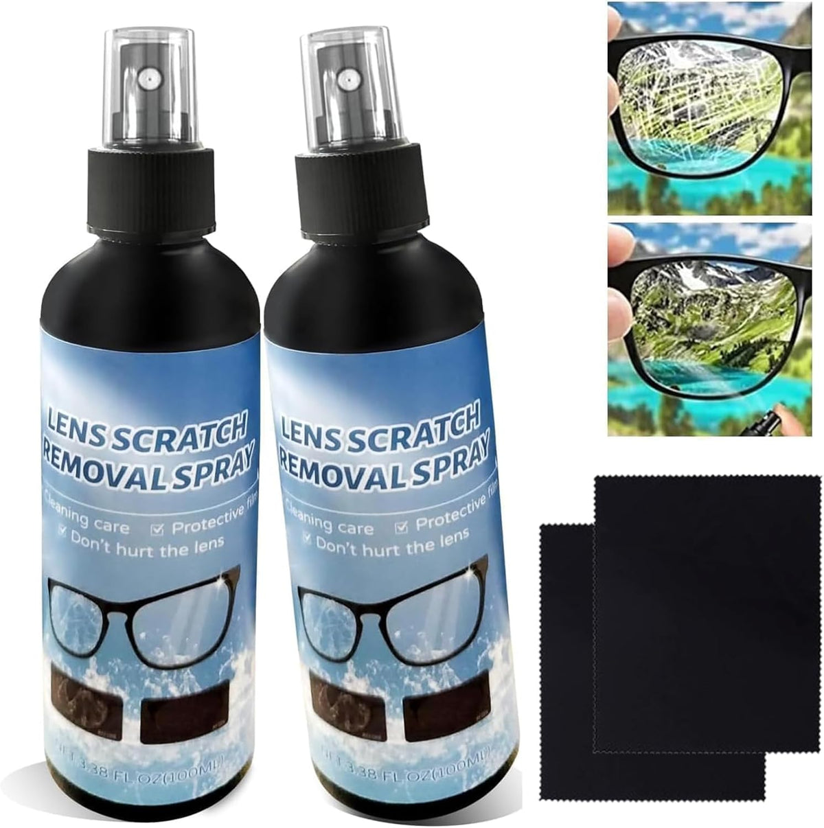 2PCs Lens Scratch Remover for Eye glasses, Lens scratch removal spray,Eyeglass Scratch Remover,Glasses Windshield Repair Fluid