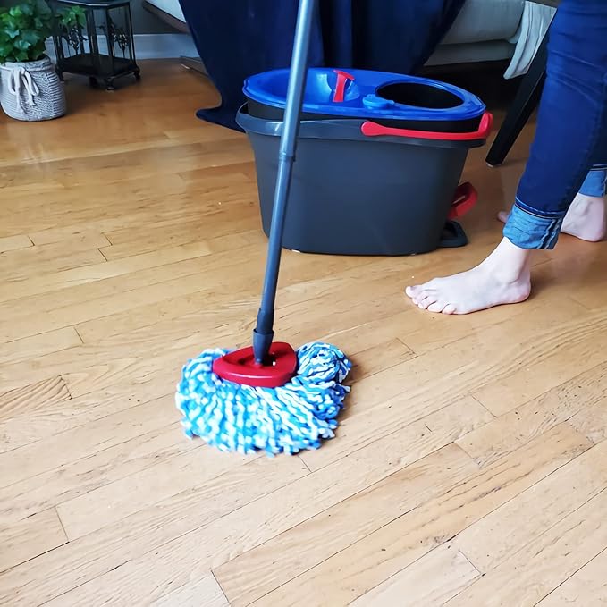 4 Pack Spin Mop Replacement Heads Microfiber Mop Refills Compatible with 2 Tank System Replace Head Safe for Cleaning All Hard-surfaced Floors Includes 1 Extra Mop Replacement Base