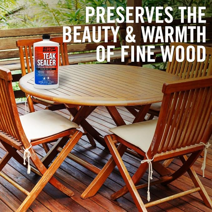 Teak Cleaner and Brightener for Wood, Teak Oil or Sealer for Boats, Indoor Furniture, Shower Stools, and Outdoor Wood Furniture Restorer for Stains
