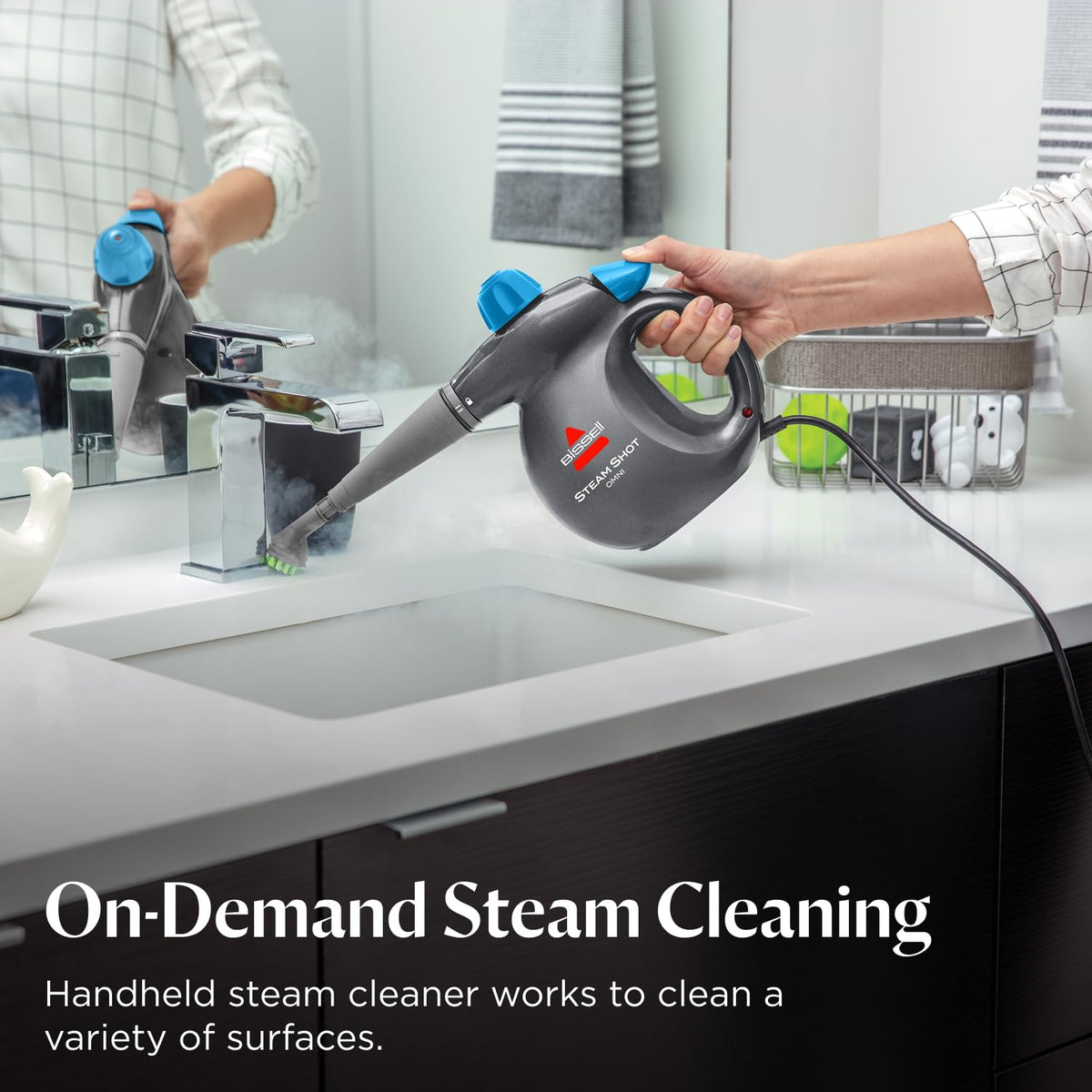 BISSELL® Steam Shot™ Omni handheld portable steam cleaner for tile, grout, windows, bathrooms, kitchens, includes 7 tools