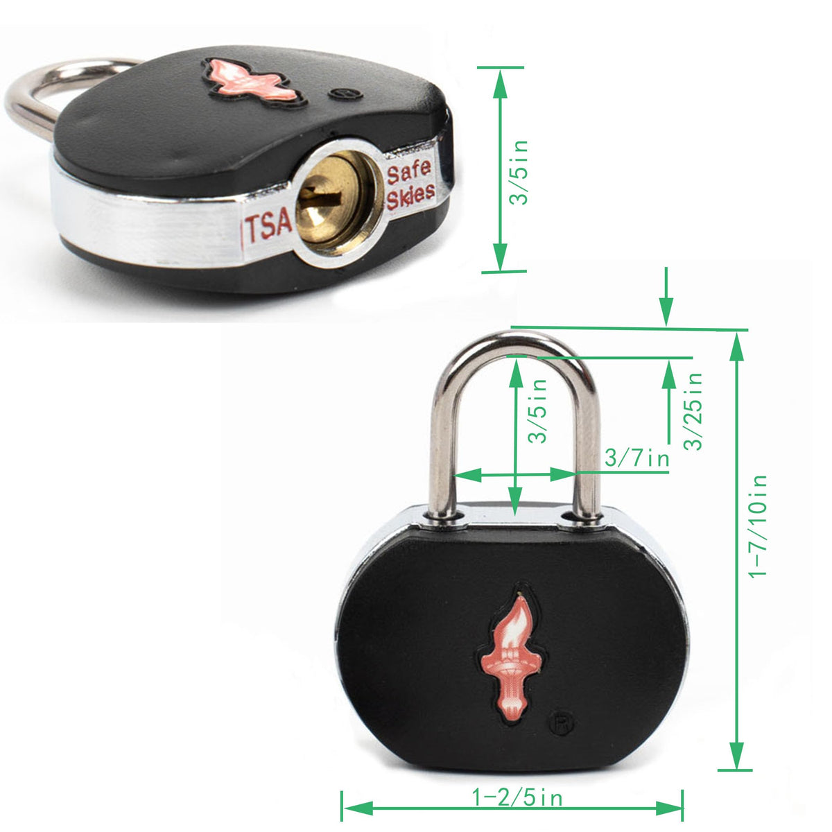 DUALCROWN 4 Pack Luggage Lock TSA Approved Locks with Key, TSA Approved Travel Lock,Suitcase Lock TSA Approved Chrome Plated Ring Body for Backpacks, Bags and Luggage, 4 Pack Family Set