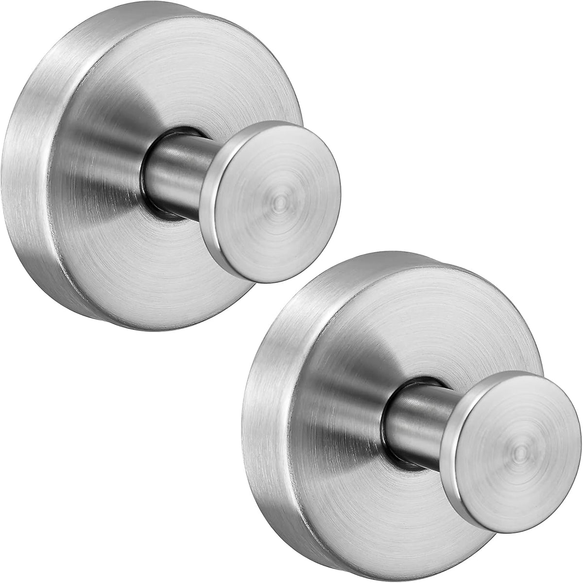 Reusable Heavy Duty Suction Cup Hooks for Kitchen/Bathroom/Shower - Wet-Proof Hooks for Towels, Robes, Loofah&Wreaths/No Drill Mounting on Glass, Tile, Metal (2, Brushed Nickel)