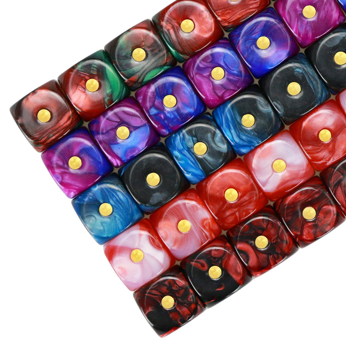 YOUSHARES 50 Pack D6 Game Dice Set with Pouch - 16mm Two Color 6 Sided Dice, Perfect Table Games Dice for Tenzi, Yahtzee, DND MTG RPG War Games