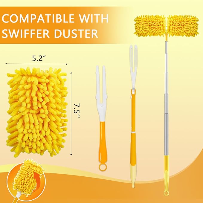 8 Pack Reusable Duster Refill Compatible with Swiffer Hand Duster - 360 Heavy Duty Dusters Refills - Microfiber Ceiling Fan Duster for Swiffer Dusters Extended Handle (Handle is Not Included)