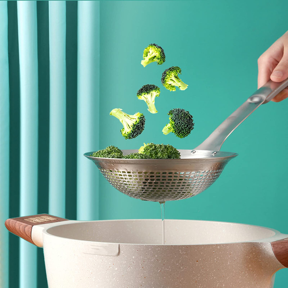 Skimmer Ladle Spoon 304 Stainless Steel Skimmer 14.5 ln for Cooking Frying Skimming Colander/Strainer Stainless Steel Kitchen Tools