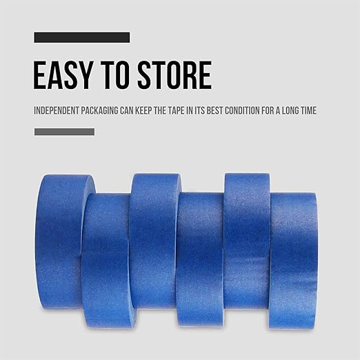Lichamp Painters Tape Wide 1.5 inches, Masking Blue Painters Tape Bulk Pack, 6 Rolls x 1.5 inches x 55 Yards (330 Total Yards)
