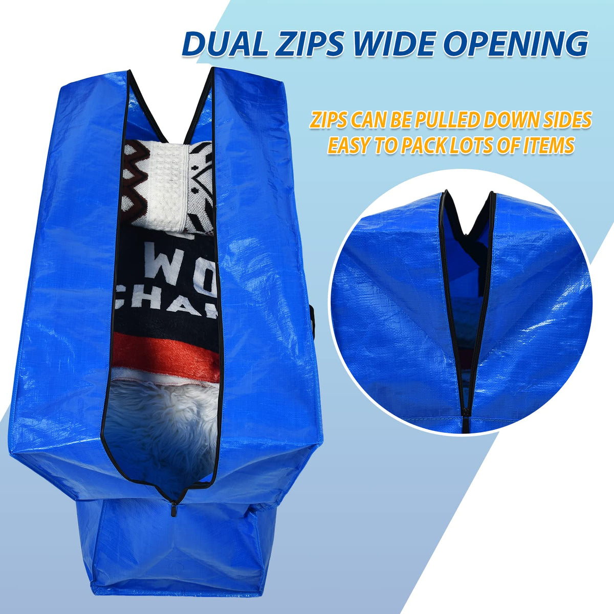 194 Gallon Extra Large Storage Bags, Zippered Outdoor Cushion Furniture Storage Bag with Handles,Jumbo Large Moving Bags Heavy Duty, Storage Totes Moving Boxes Supplies, 68x30x22 inch - 1PACK
