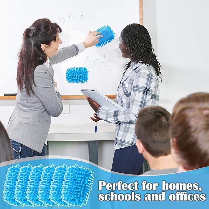 Sherr 24 Pcs Magnetic Whiteboard Eraser School Erase Erasers Microfiber Washable White Board Eraser for Chalk Classroom Home Office(Blue)