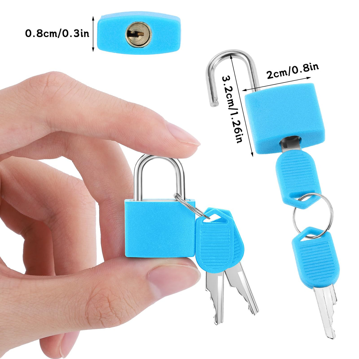 Pimoys 6 Pcs Multicolor Small Luggage Locks with Keys, Mini Locker Lock, Metal Suitcase Locks, Plastic-Covered Copper Keyed Padlock for Locker, Suitcase, Boxes