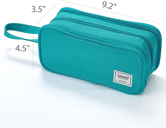 Pencil Case Pouch Box Bag School Supplies Girls Boys Kids, Cute Preppy Stuff Big Capacity Aesthetic Pen Organizer, Back to College Stationary, Teal, Extra Large Style, 2300ml