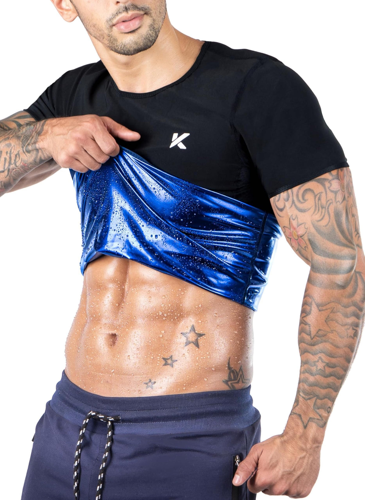 Kewlioo Men's Sauna Suit Shirt - Heat Trapping Sweat Compression Vest, Shapewear Top for Men, Sweat More & Look Great, Gym Workout Exercise Versatile Heat Shaper Jacket (Black, S)