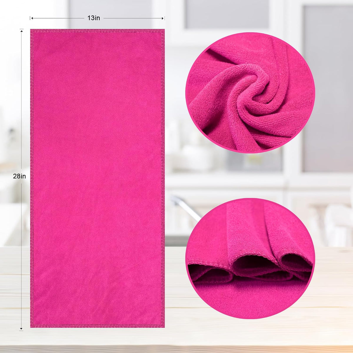 kimteny 13x28 Inches Kitchen Cloth Dish Towels, 400 GSM Premium Dishcloths, Super Absorbent Coral Velvet Microfiber Cleaning Cloths, Fast Drying Rags for Washing Dishes (6 Pack, Rose Red)