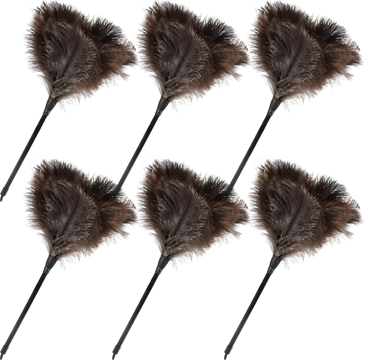 Ostrich Feather Duster-14.9 Inch Mini Natural Feathers Dusters with Plastic Handle Reusable Handheld for Cleaning Supplies Home Car Office(6pcs)