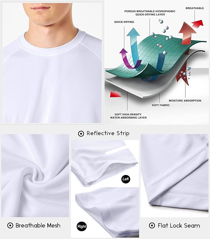Boyzn 1, 3, 5 or 7 Pack Men's Workout Running Shirts, Dry Fit Moisture Wicking T-Shirt, Gym Athletic Short Sleeve Tee Shirts
