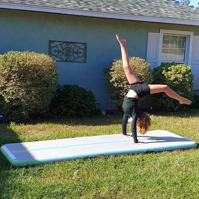Inflatable Air Gymnastics Mat 10ft Training Mat 4 inches Thick Tumbling Track with Electric Pump for Gym/Home/Outdoor/Cheerleading/Yoga/Water