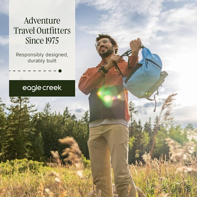 eagle creek Packable Backpack - Compact Multipurpose Water Resistant Backpack with Breathable Mesh Shoulder Straps - Perfect for Beach Days, Sports, Hiking & Travel - Storm Grey