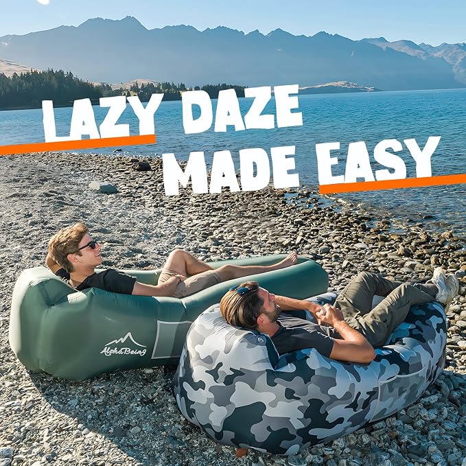 AlphaBeing Inflatable Lounger Beach Chair Accessories, Air Sofa Hammock Inflatable Couch for Camping Backyard Lakeside with Compression Sacks, Ideal Outdoor Gifts for Adults