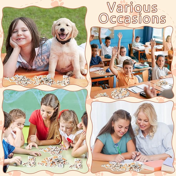 ANGOLIO 60PCS Animal Erasers for Kids - Cute Dog Pencil Toppers Classroom Rewards, 3D Mini Desk Pets for School Party Favors Birthday Gifts & Game Prizes