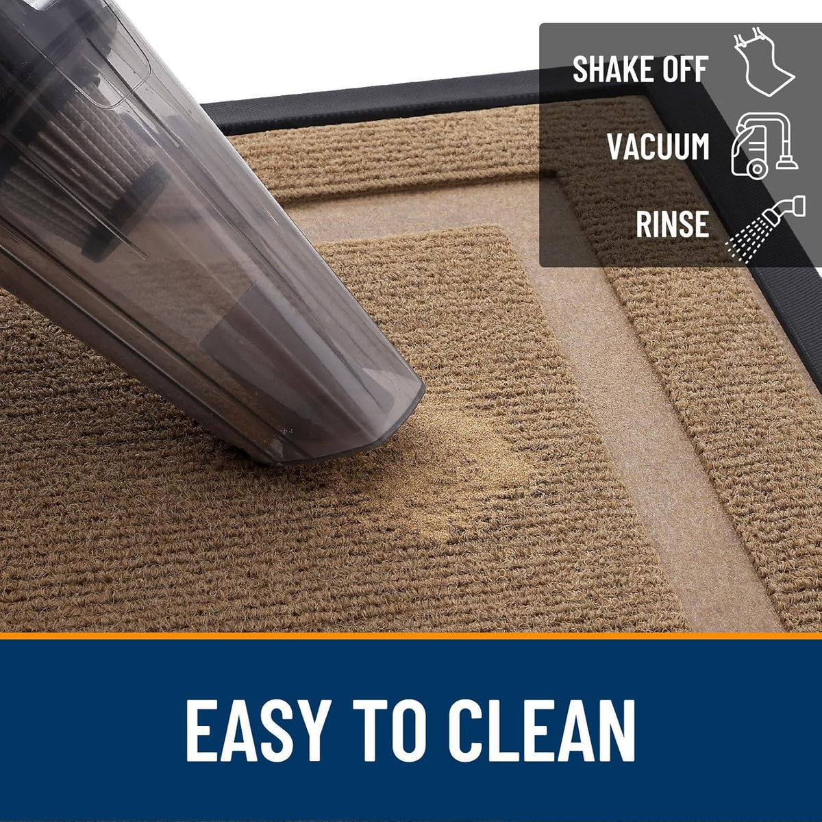 OLANLY Front Door Mat Indoor Outdoor Entrance, Waterproof All-Season, All-Weather Doormat, Sturdy Natural Rubber, Fade Resistant, Low Profile, Easy Clean Patio Porch Entryway Mat, 59x35, Light Brown