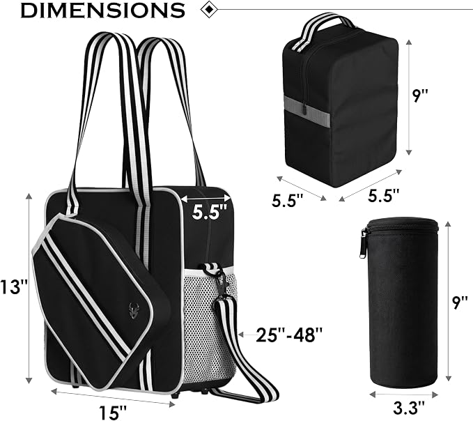 Pickleball Tote Bag - Detachable Cooler & Fence Hooks ā Large Sports Bag for Women & Men, Holds Paddles & Balls