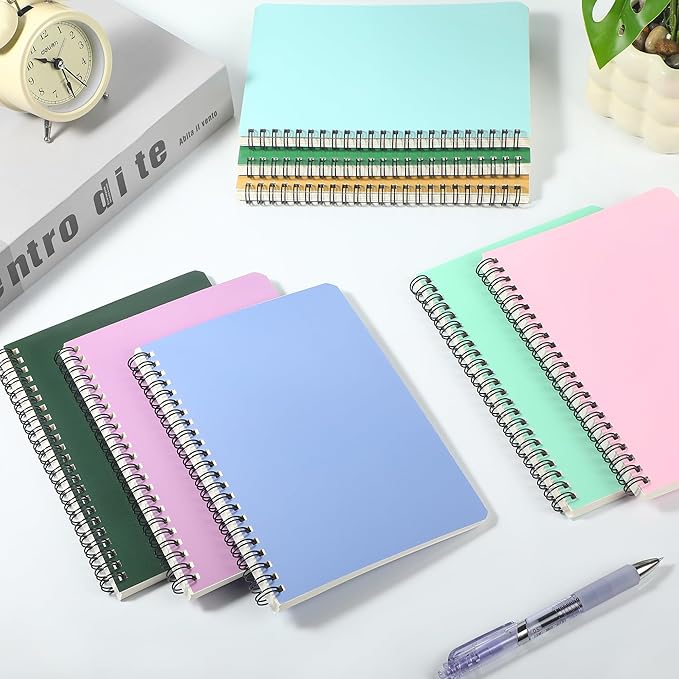 miikoul 12 Pack A5 Spiral Lined Notebooks, 8.3" X 5.5", 60 Sheets/120 Pages Wide Ruled Notebook Spiral Journals Bulk Paper Cover Notepad 12 Colors for Students Taking Class Notes Home Office Gift