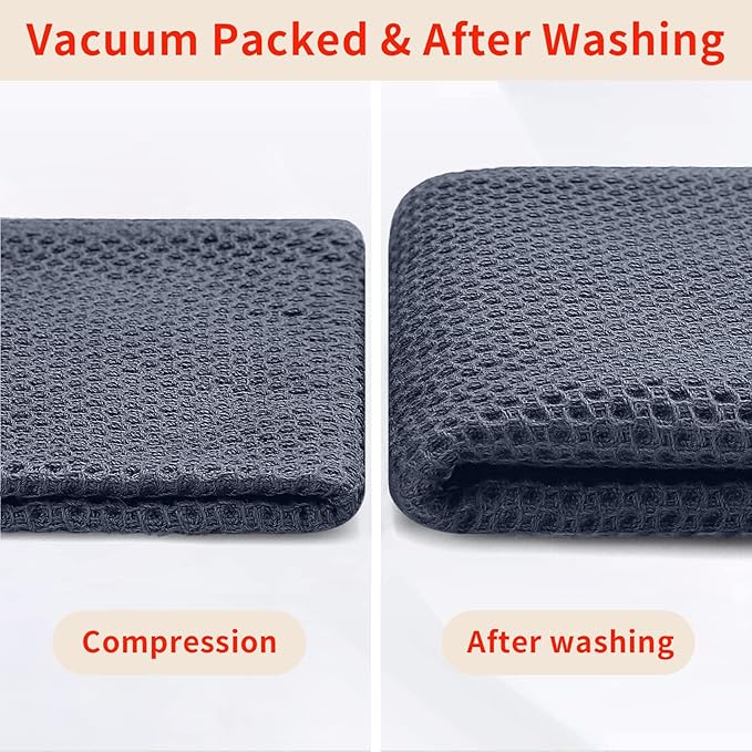 Homaxy 100% Cotton Waffle Weave Kitchen Towels, 5-Pack Ultra Soft Absorbent Dish Towels, Quick Drying Cleaning Towels, 13 x 28 Inches, Dark Grey
