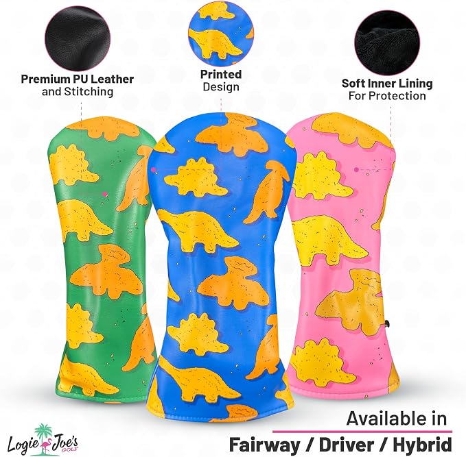 Logie Joe's Dino Nugget Hybrid Headcover | Premium Golf Hybrid Cover | Soft Protective Lining | Durable Synthetic Leather