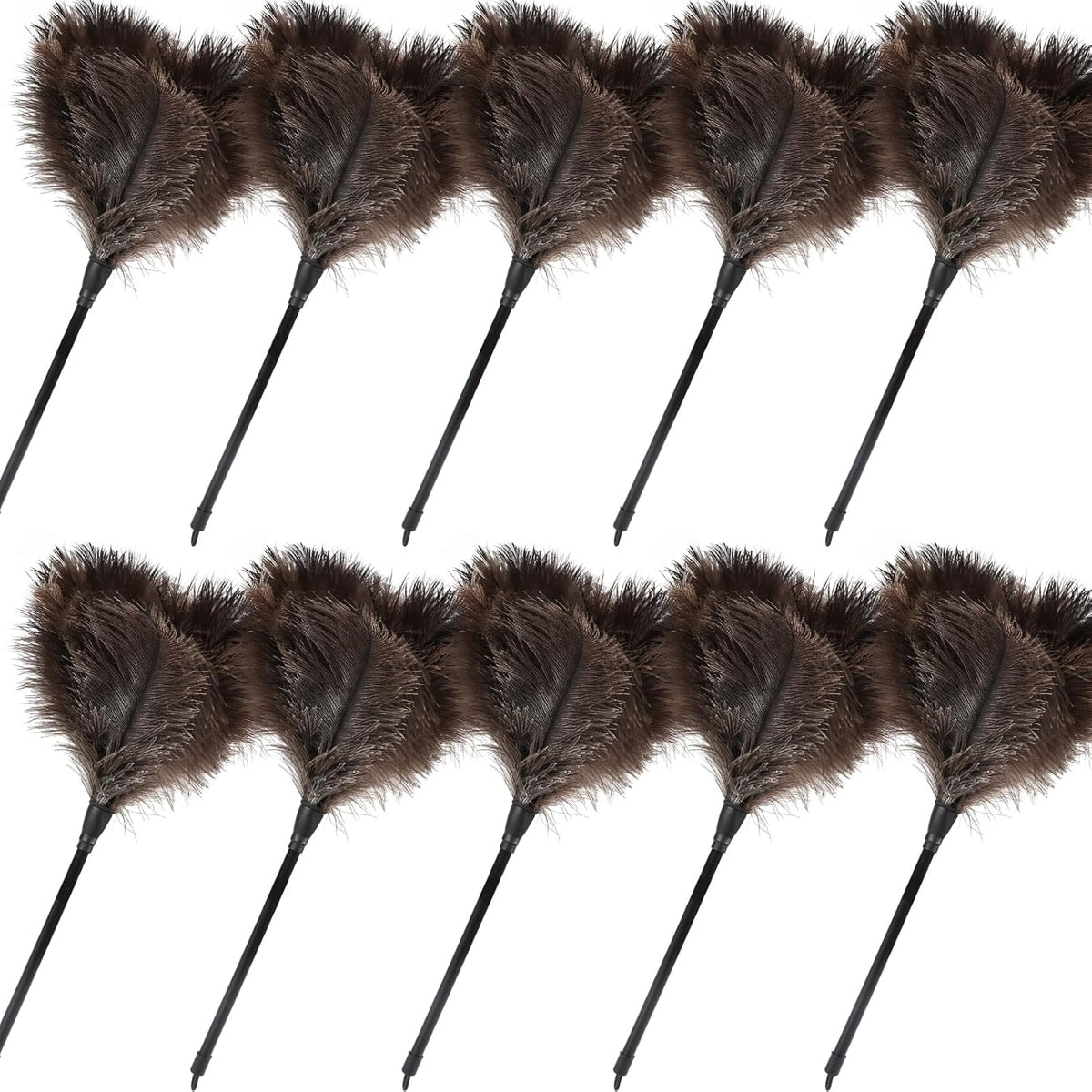 Ostrich Feather Duster-14.9 Inch Mini Natural Feathers Dusters with Plastic Handle Reusable Handheld for Cleaning Supplies Home Car Office(10pcs)