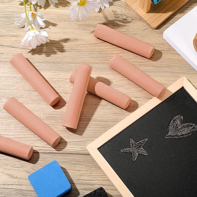 Fulmoon 40 Pcs Jumbo Sidewalk Chalk for Kids Outdoor Art Non Toxic Large Washable Street Chalk for Adults Drawing Painting Classroom(Light Tan,Round Style)