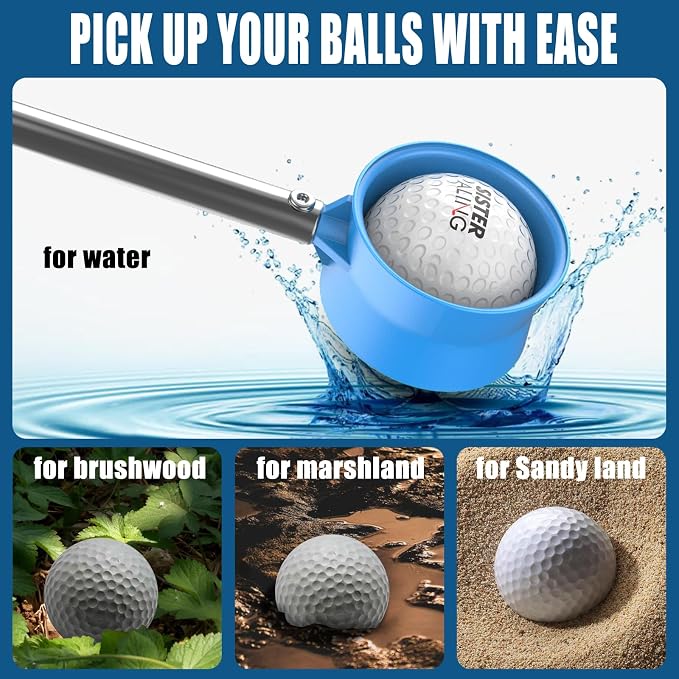 Golf Bag Metal Landing Pads and 9ft/12ft Water Telescopic Golf Ball Retriever