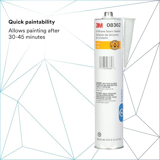 3M Urethane Seam Sealer, 08362, Gray Color, High Solids, Permanently Flexible, 310 mL/10.5 fl oz Cartridge