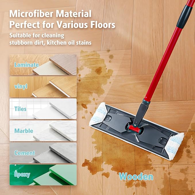 AIR U+ Mop Replacement Pads for O Cedar H2prO Flat Mop System, 2 Pack Mop Pads, Machine Washable Reusable Microfiber Mop Heads Replacements for O-Cedar H2Pro Refills Clean for All Floors Types
